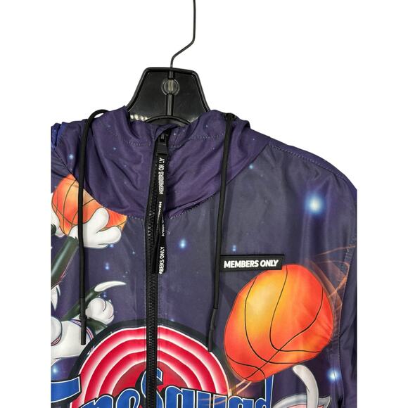 Members Only Space Jam Tune Squad Bugs Bunny Hooded Windbreaker Jacket Large - Picture 10 of 13